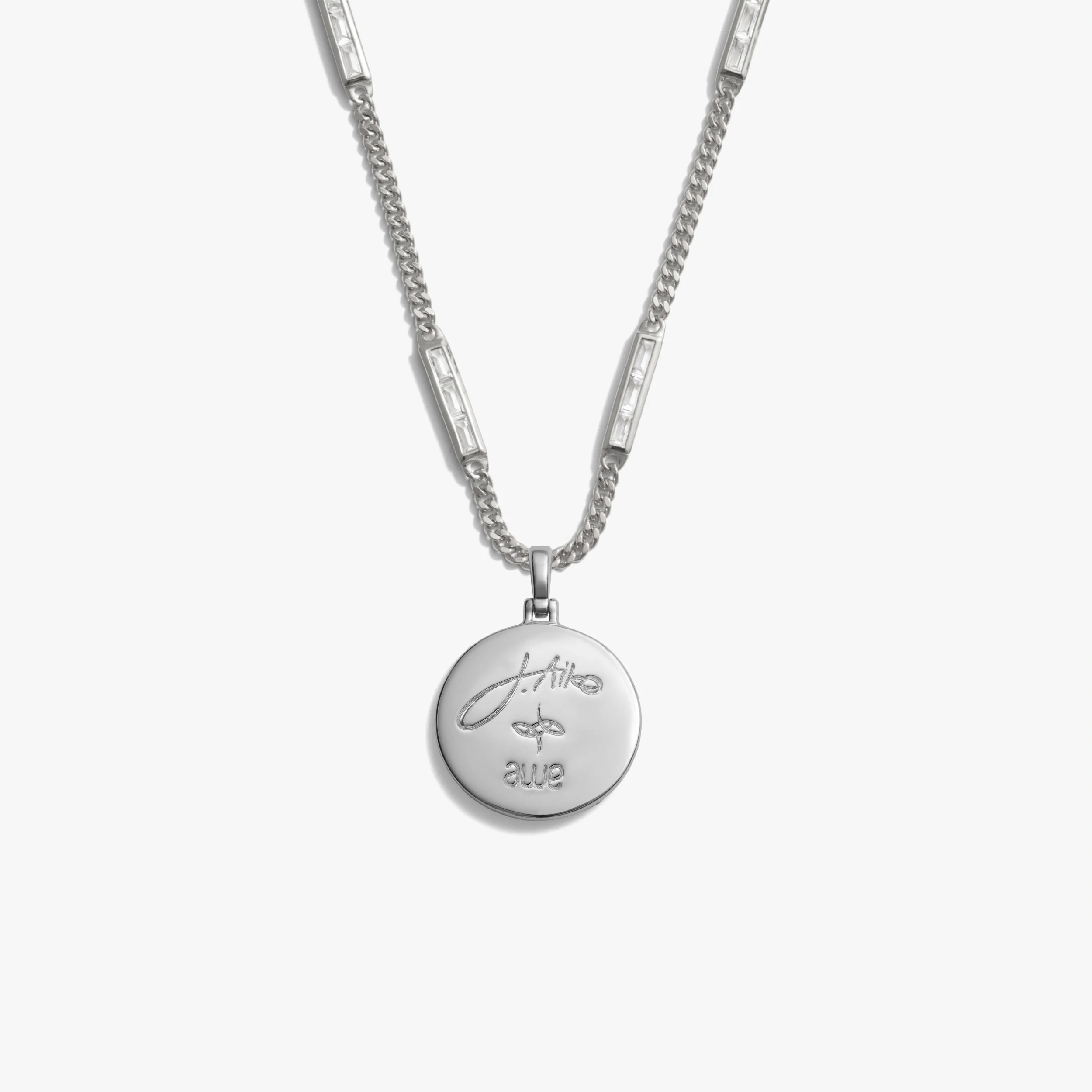 Jhené's Aquamarine Moon Wave Baguette Necklace - Image 5