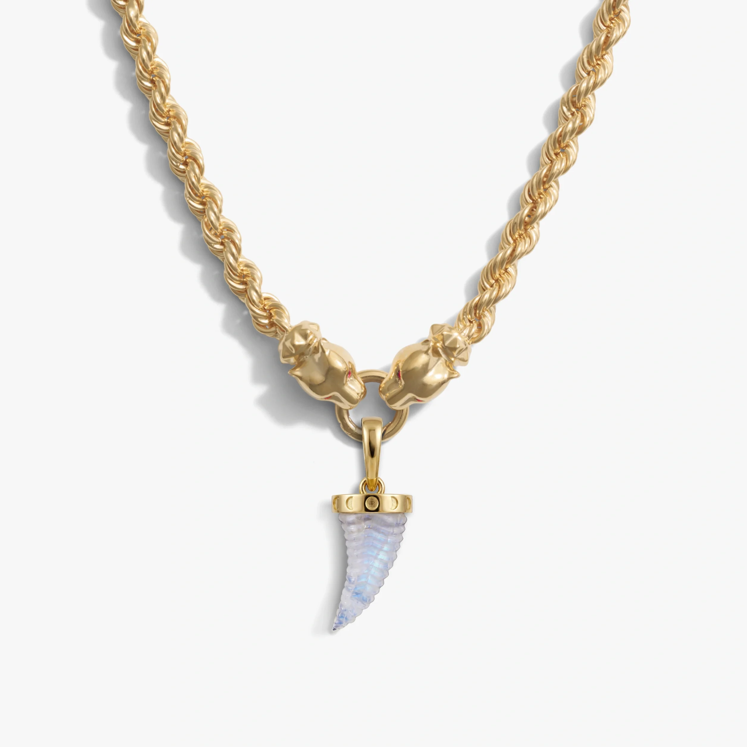Carved Gemstone Saber-Tooth Necklace