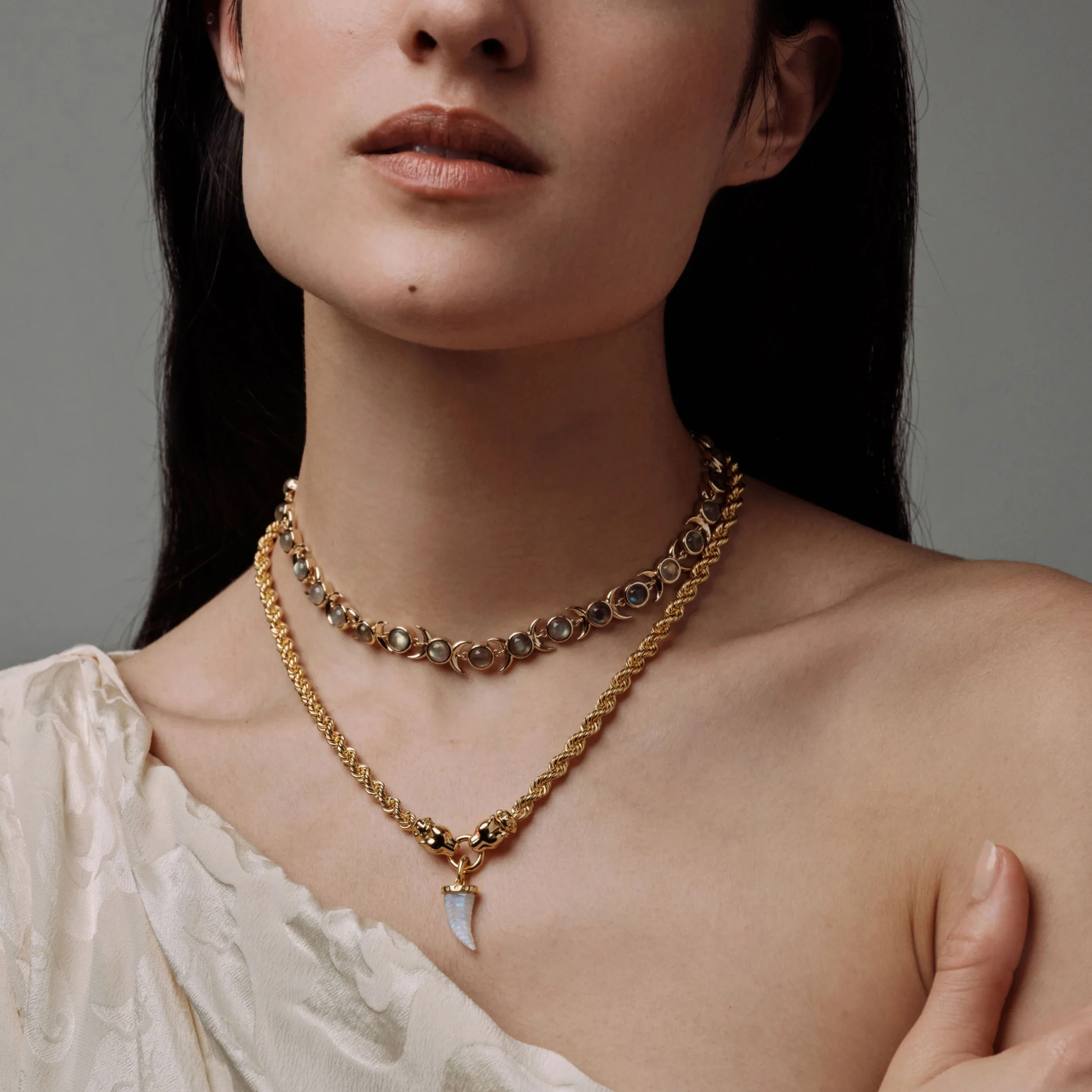 Carved Gemstone Saber-Tooth Necklace - Image 2