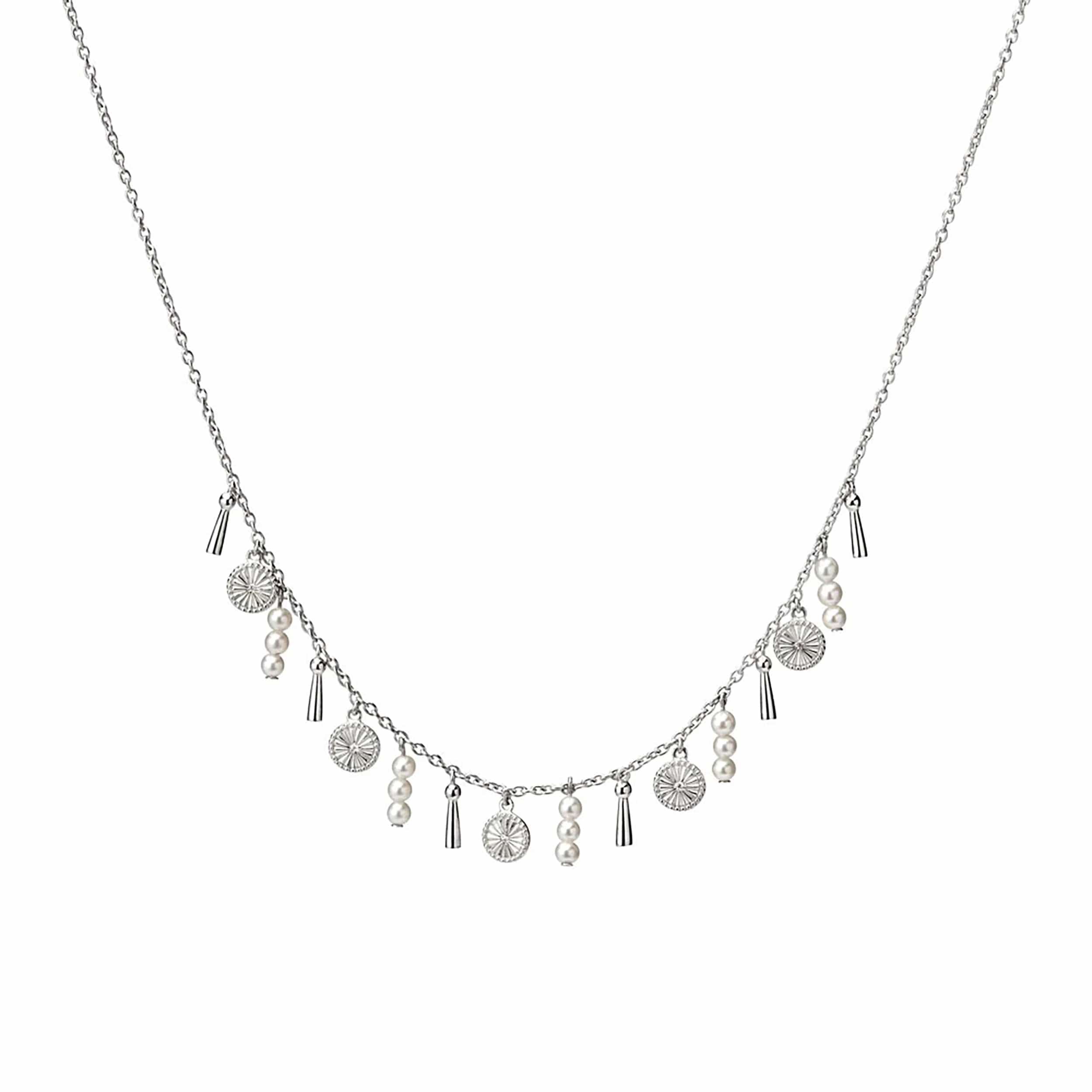 Diamond and Pearl Dangle Necklace - Image 3
