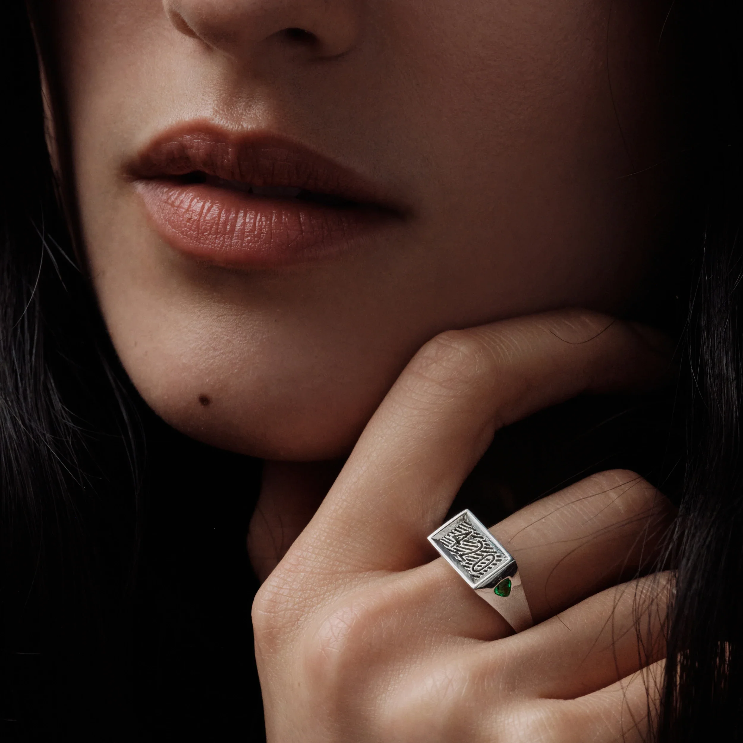 Emerald Striker Signet Ring - Image 2