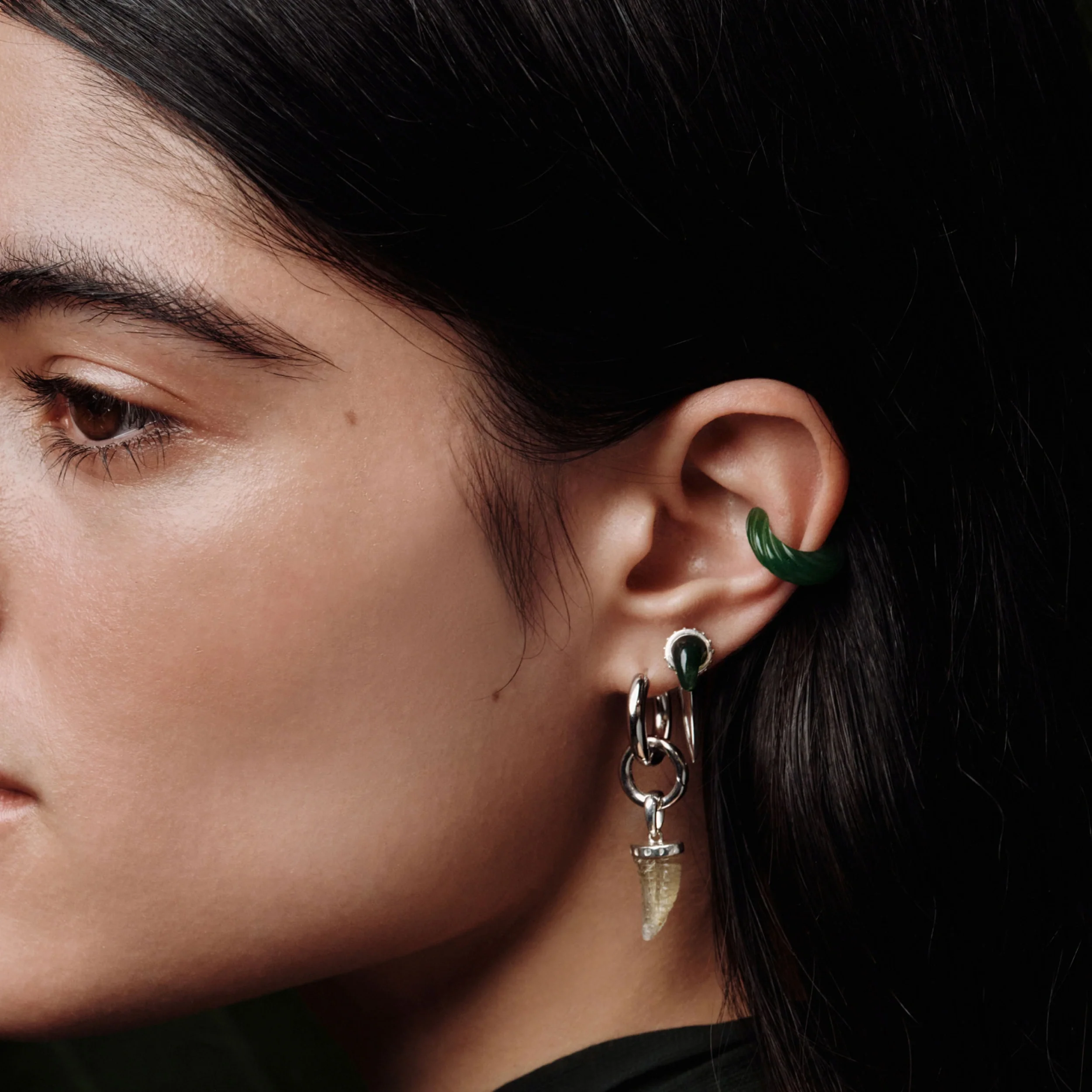 Gemstone Saber-Tooth Collector Earrings - Image 3