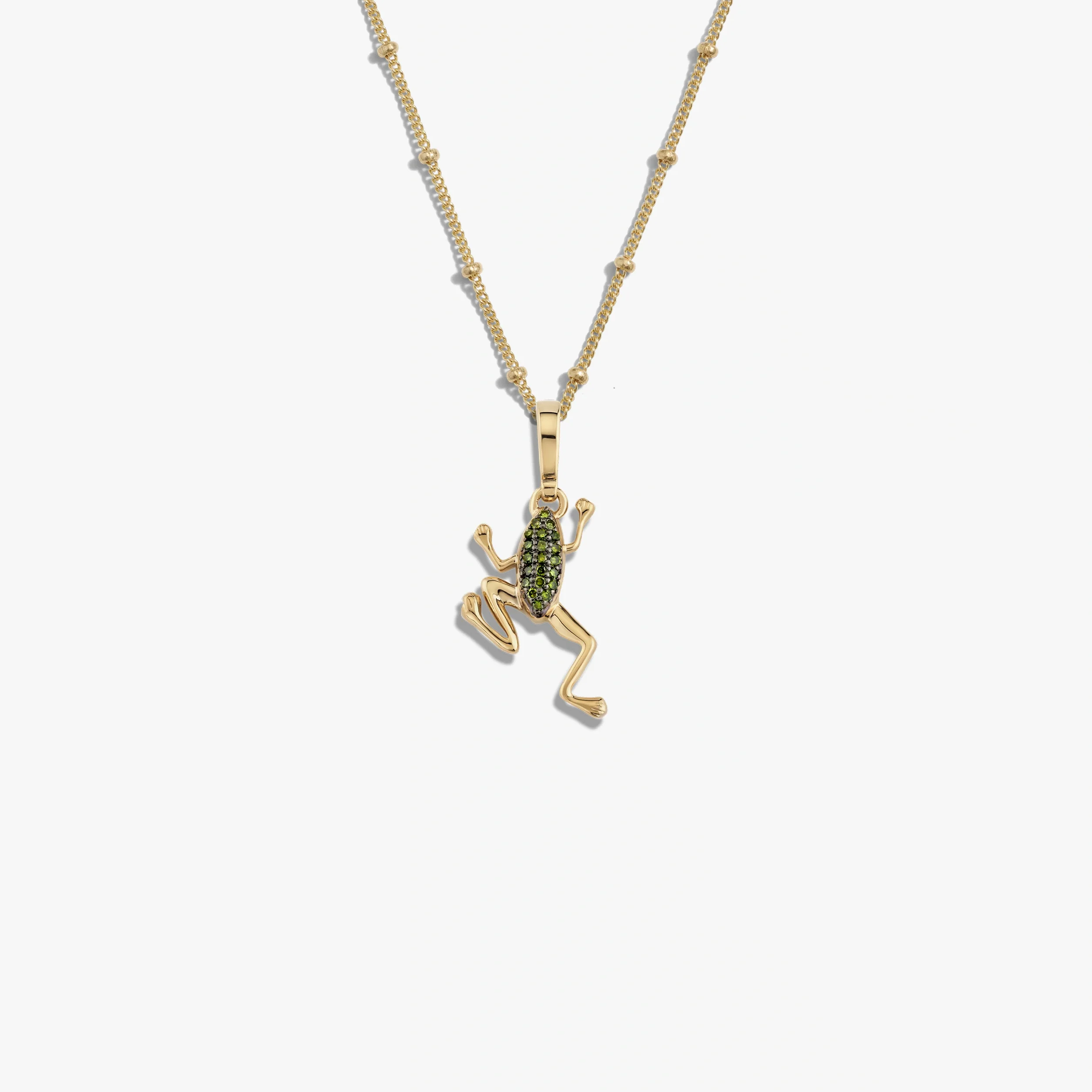 Green Diamond Baby Frog Necklace - Image 3