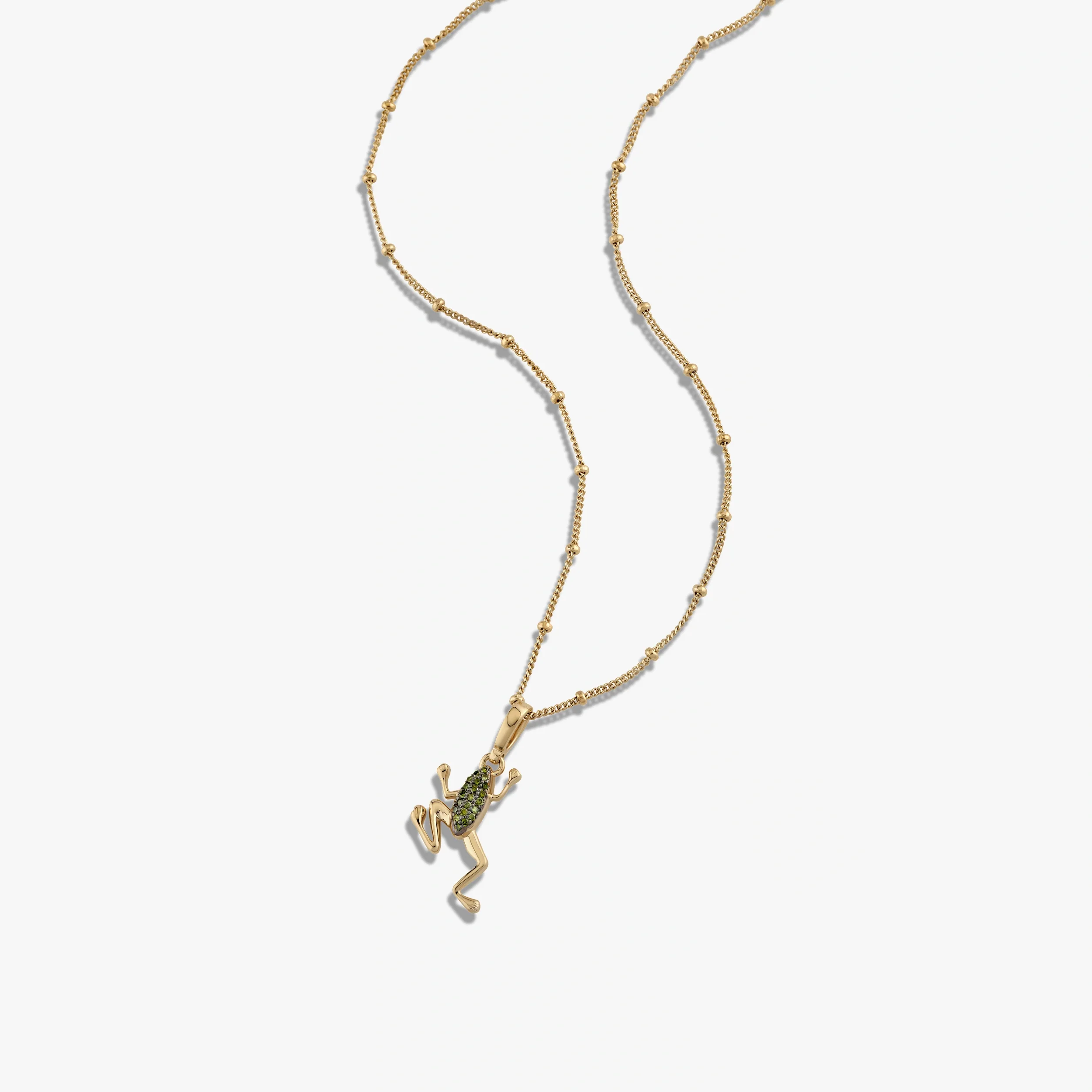 Green Diamond Baby Frog Necklace - Image 4