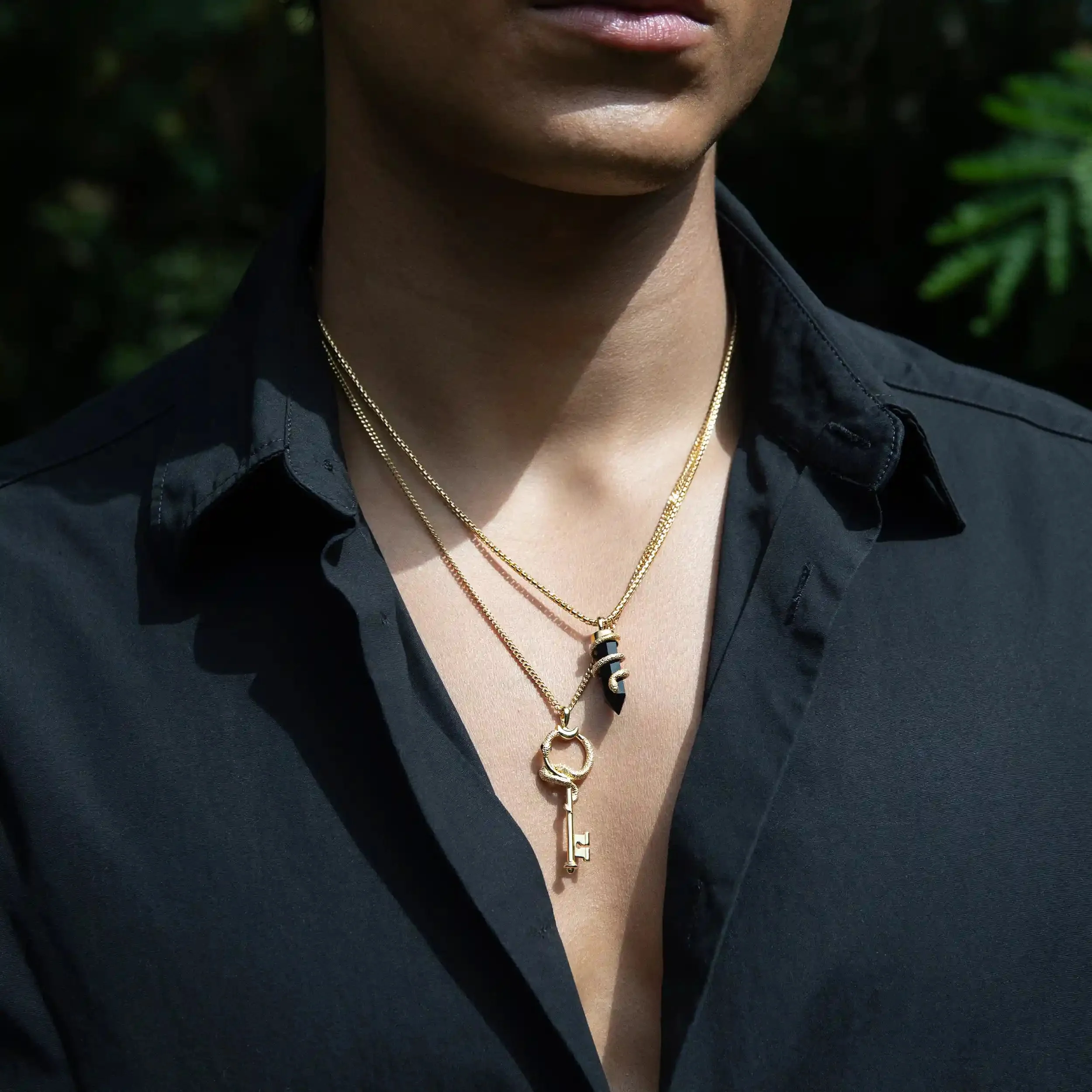 Men's Black Onyx Crystal Snake Necklace - Image 3