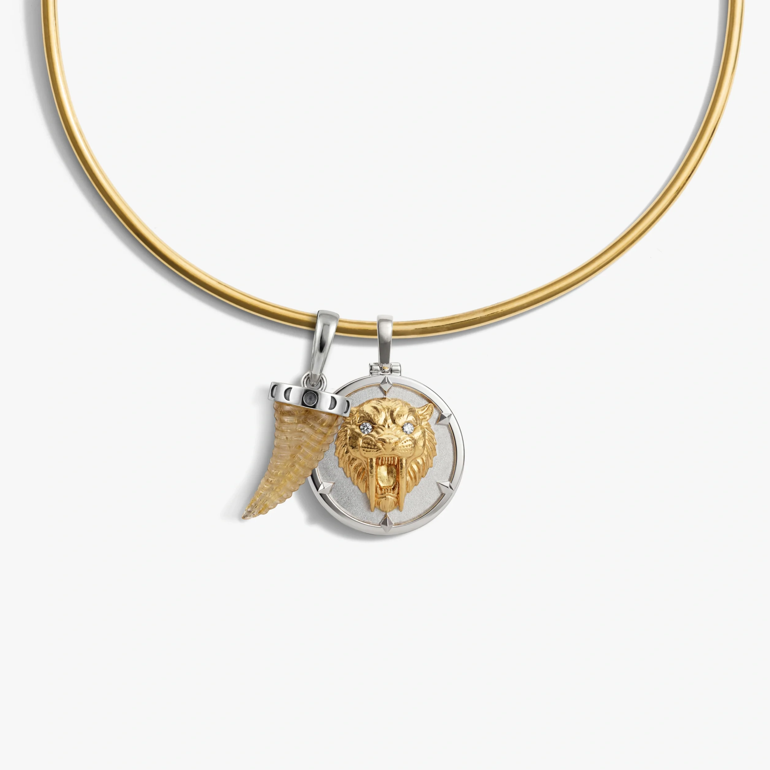Sapphire Saber-Toothed Cat Collar Necklace