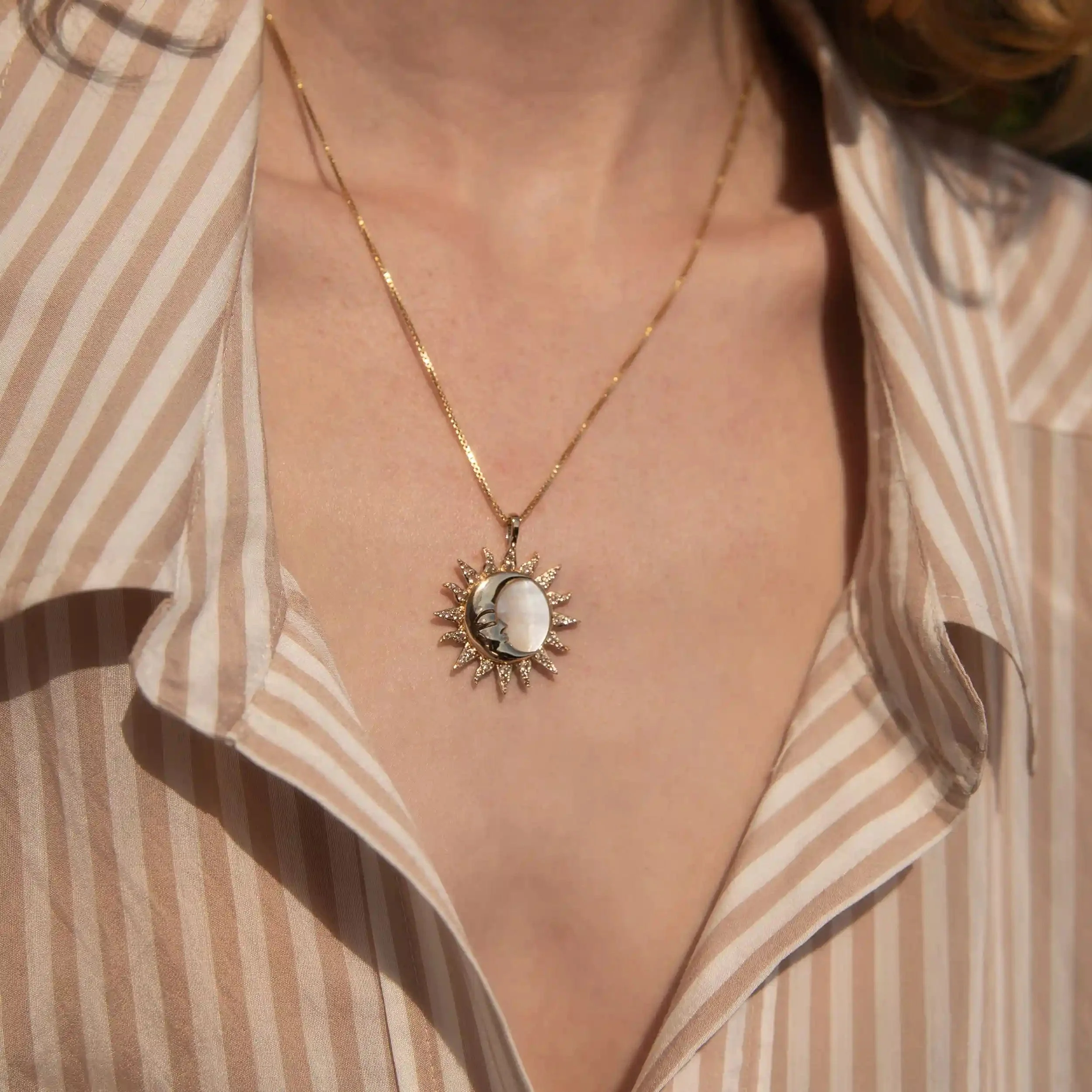 Sun & Moon Mother of Pearl Necklace - Image 2