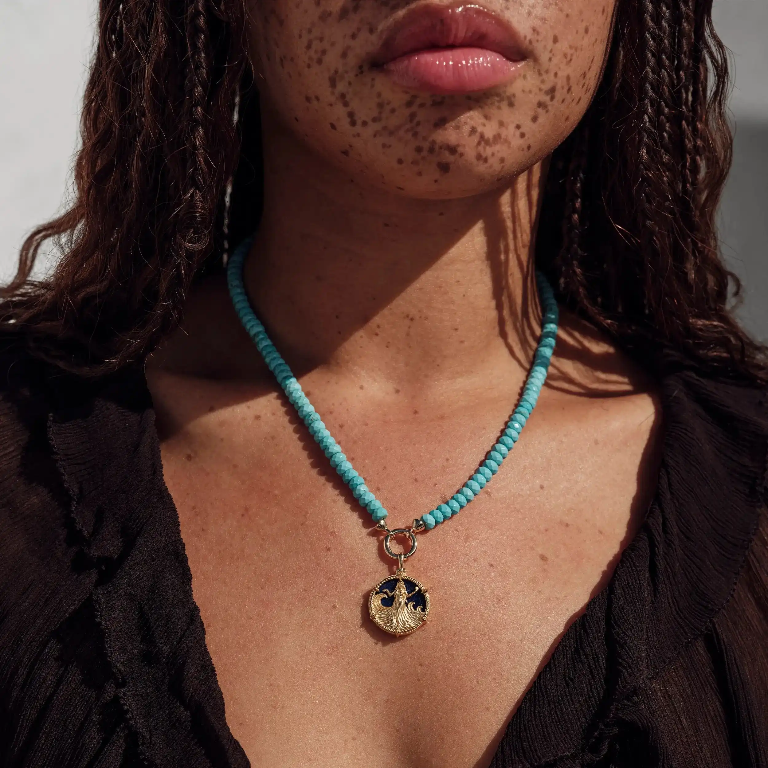Turquoise Gemstone Charm Necklace - Image 2
